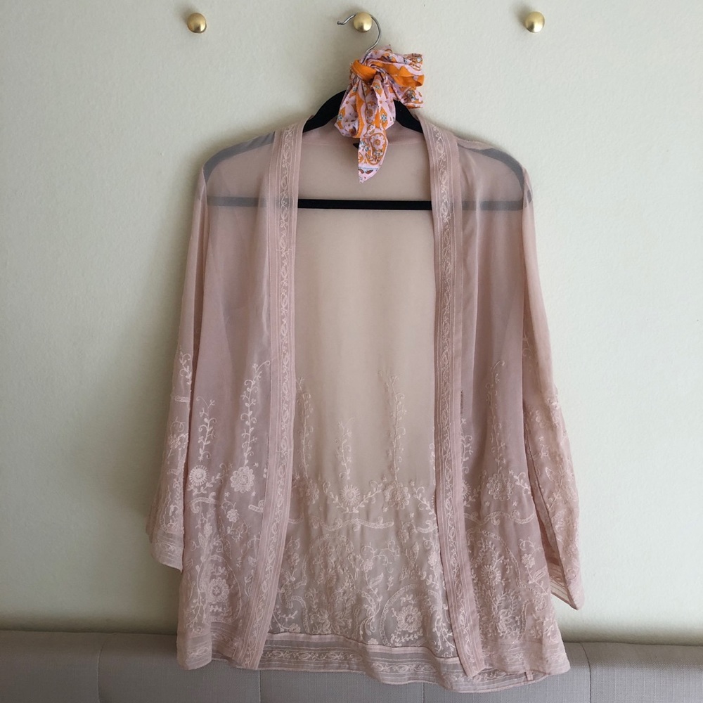 Pale Pink Long Sleeve Cover-Up